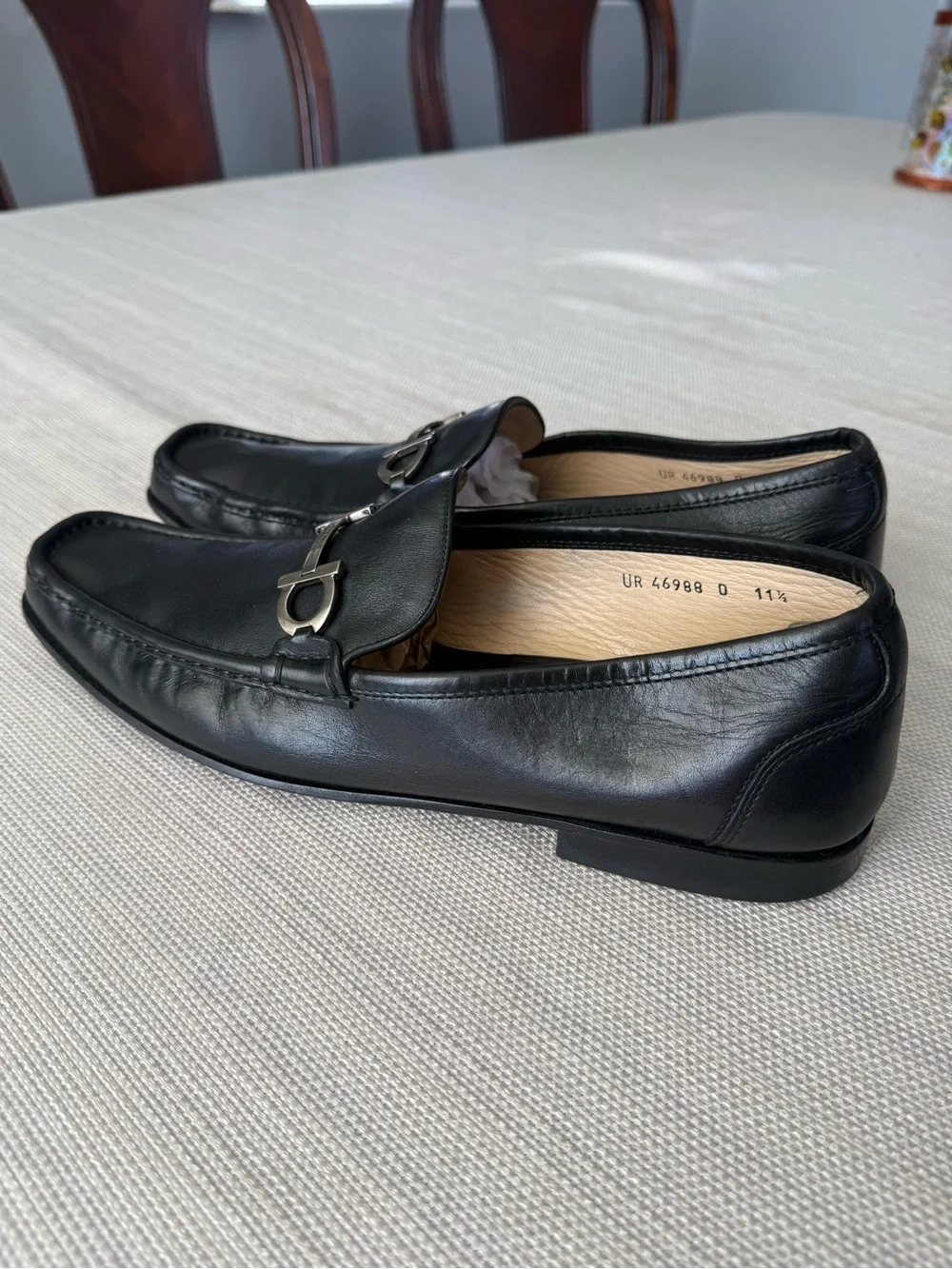 Salvatore Ferragamo mens Black Leather Bit Slip-On Loafers